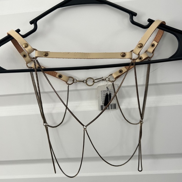 Free People Tan and Cream Chain Belt - Picture 4 of 5